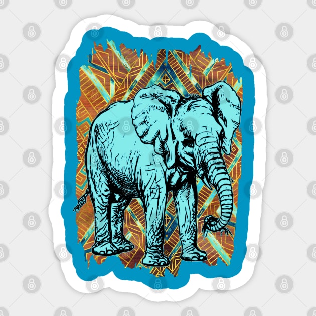 Elephant on African Pattern Sticker by Nartissima